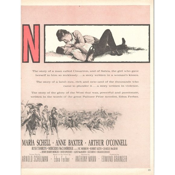 1961 Cimarron Movie Promo 2 Page Print Ad MGM Western Edna Ferber Glenn Ford - Picture 3 of 3
